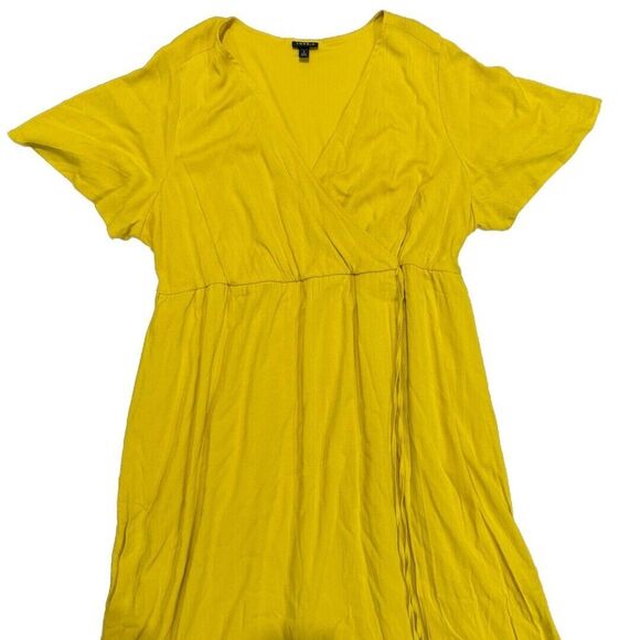 Torrid Maxi Rayon‎ Slub Surplice Wrap Dress Sulphur Plus Size 2X Boho Relax - Picture 4 of 13